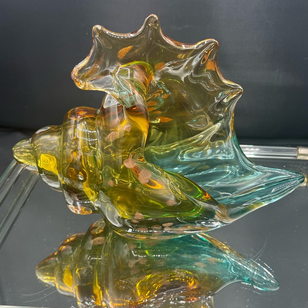 Artistic Glass Conch Shell Sculpture